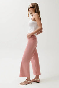 Pistola Penny Wide Leg Crop - Coral Rose-Hand In Pocket