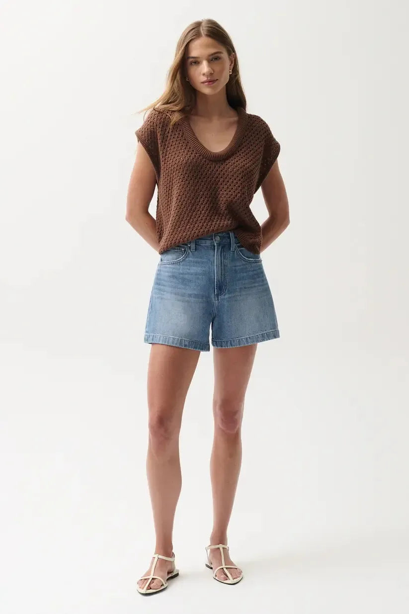 Pistola Saige High Rise A-Line Short - Sail Away-Hand In Pocket
