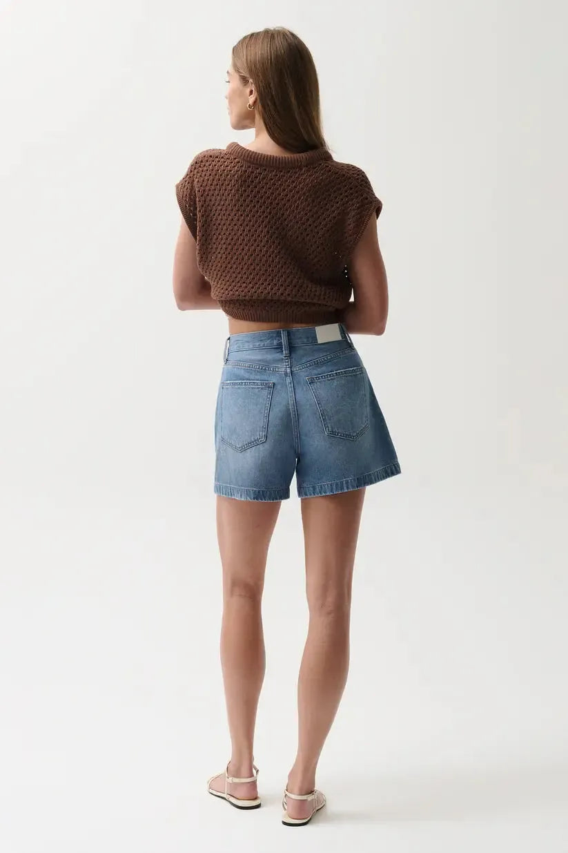 Pistola Saige High Rise A-Line Short - Sail Away-Hand In Pocket