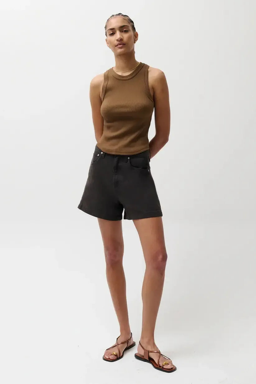 Pistola Kimora High Rise A-line Short - Bristol Black-Hand In Pocket