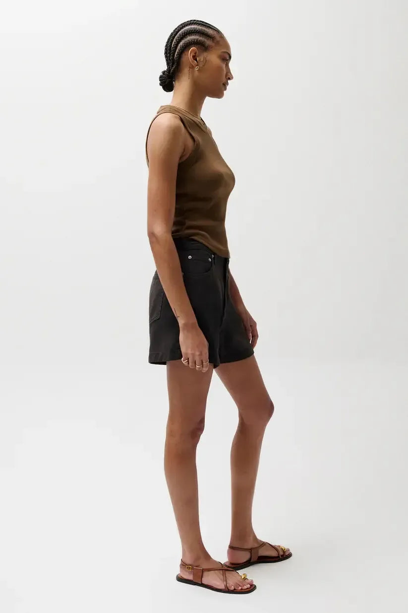 Pistola Kimora High Rise A-line Short - Bristol Black-Hand In Pocket