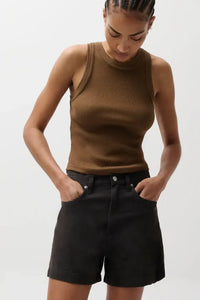 Pistola Kimora High Rise A-line Short - Bristol Black-Hand In Pocket