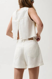 Pistola Kimora High Rise A-Line Short - Egret-Hand In Pocket