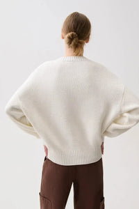 Pistola Nika Heavyweight V Neck Sweater - White-Hand In Pocket