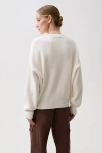 Pistola Nika Heavyweight V Neck Sweater - White-Hand In Pocket