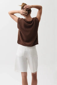 Pistola Beck Open Knit Cropped Sweater - Java-Hand In Pocket