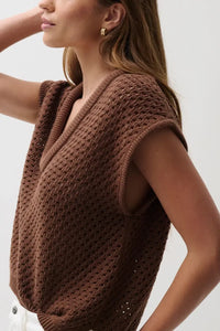Pistola Beck Open Knit Cropped Sweater - Java-Hand In Pocket