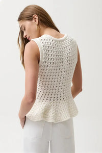 Pistola Anna Peplum Openwork Sweater Tank - White-Hand In Pocket