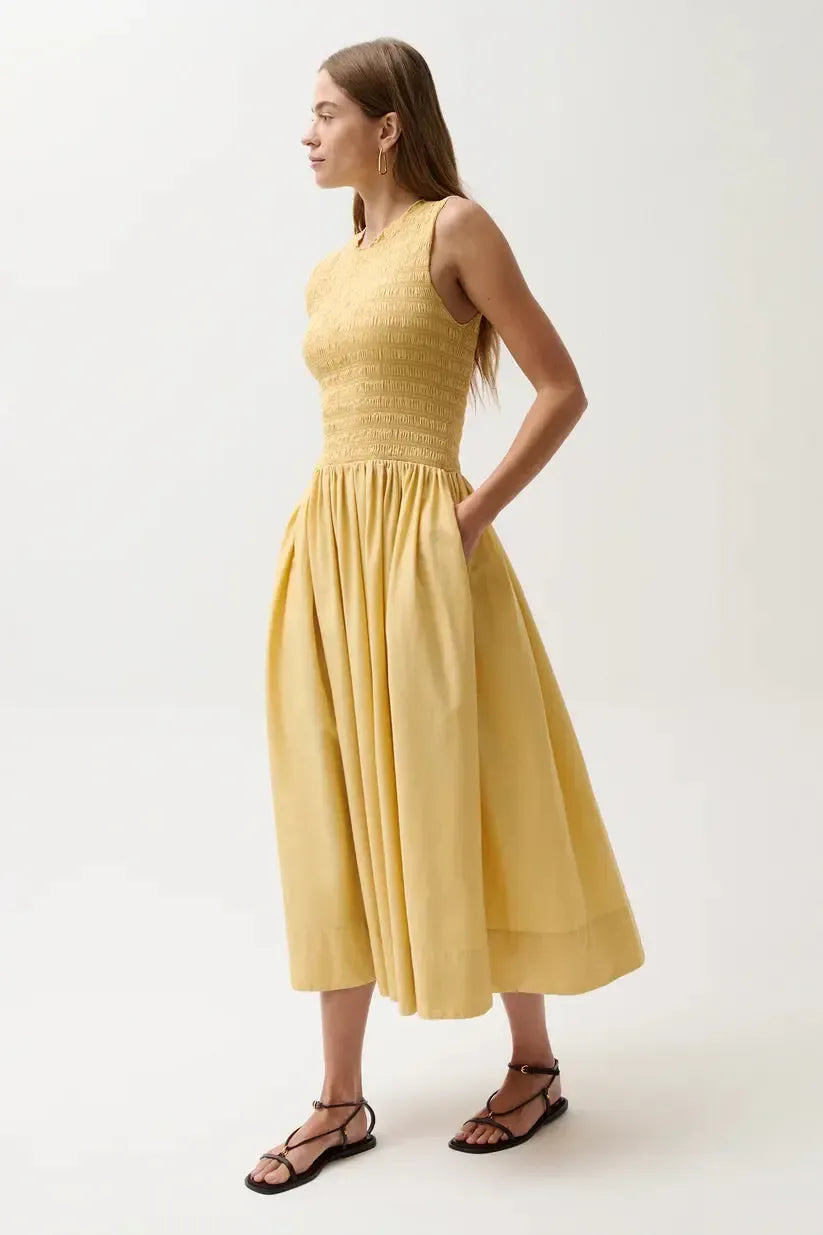 Pistola Gladys Dress - Light Tumeric-Hand In Pocket