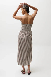Pistola Bianca Shirred Bodice Dress - Java Stripe-Hand In Pocket