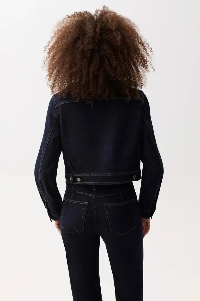 Pistola Leonie Cropped Denim Jacket - Nightfall-Hand In Pocket