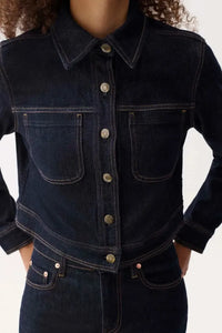 Pistola Leonie Cropped Denim Jacket - Nightfall-Hand In Pocket