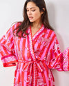 Print Fresh Leopard Stripes Robe- Pink Cabana-Hand In Pocket