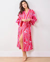 Print Fresh Leopard Stripes Robe- Pink Cabana-Hand In Pocket