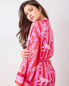 Print Fresh Leopard Stripes Robe- Pink Cabana-Hand In Pocket