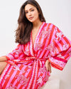 Print Fresh Leopard Stripes Robe- Pink Cabana-Hand In Pocket