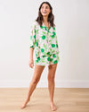 Print Fresh Lime Zest Satin Short Set- Pink Salt-Hand In Pocket