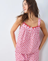 Print Fresh Back To Bed Cropped Set- Pink Macaroon-Hand In Pocket