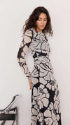 Persephone Mesh Maxi Dress - Black & White Floral-Hand In Pocket
