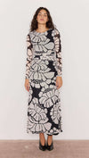 Persephone Mesh Maxi Dress - Black & White Floral-Hand In Pocket