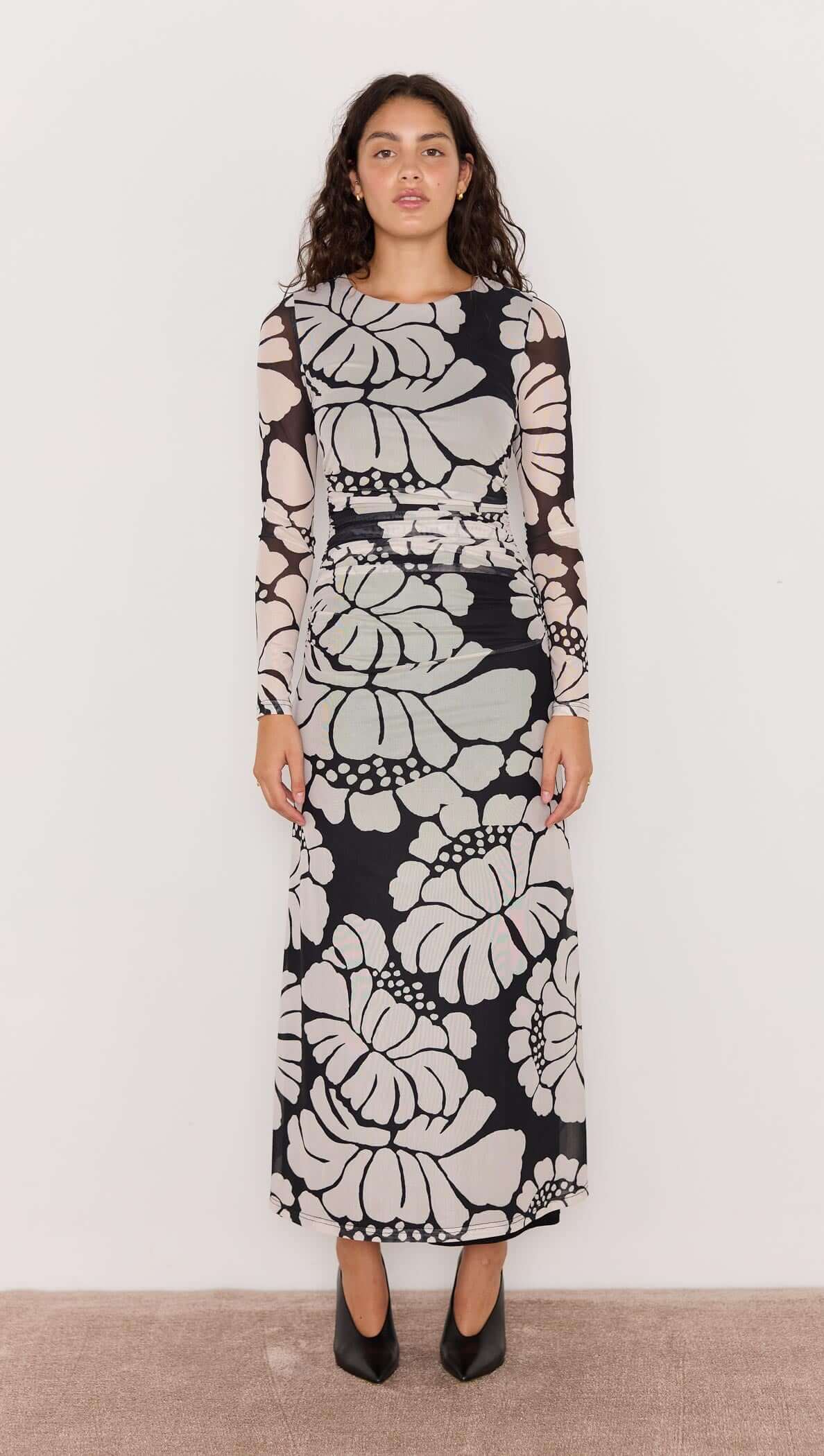 black and white mesh maxi dress Lettie Mesh Maxi Dress
