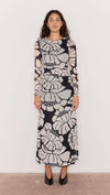 Persephone Mesh Maxi Dress - Black & White Floral-Hand In Pocket