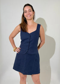 Michael Stars Honey Button Up Vest- Nocturnal-Hand In Pocket