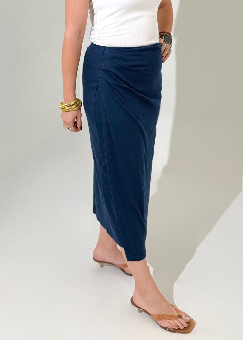 Michael Stars Yeni Midi Skirt- Nocturnal-Hand In Pocket