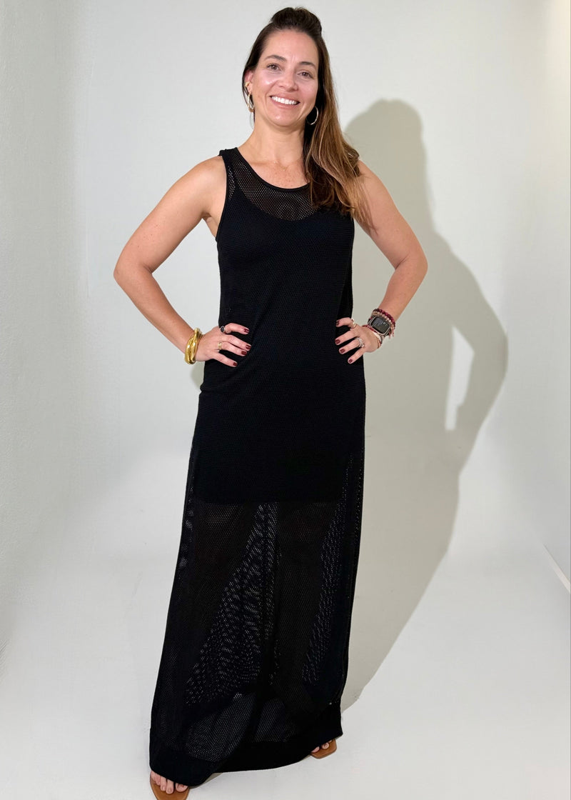 Michael Stars Julianna Maxi Dress- Black-Hand In Pocket