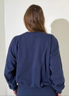 Michael Stars Mariah Bubble Sweatshirt- Nocturnal-Hand In Pocket