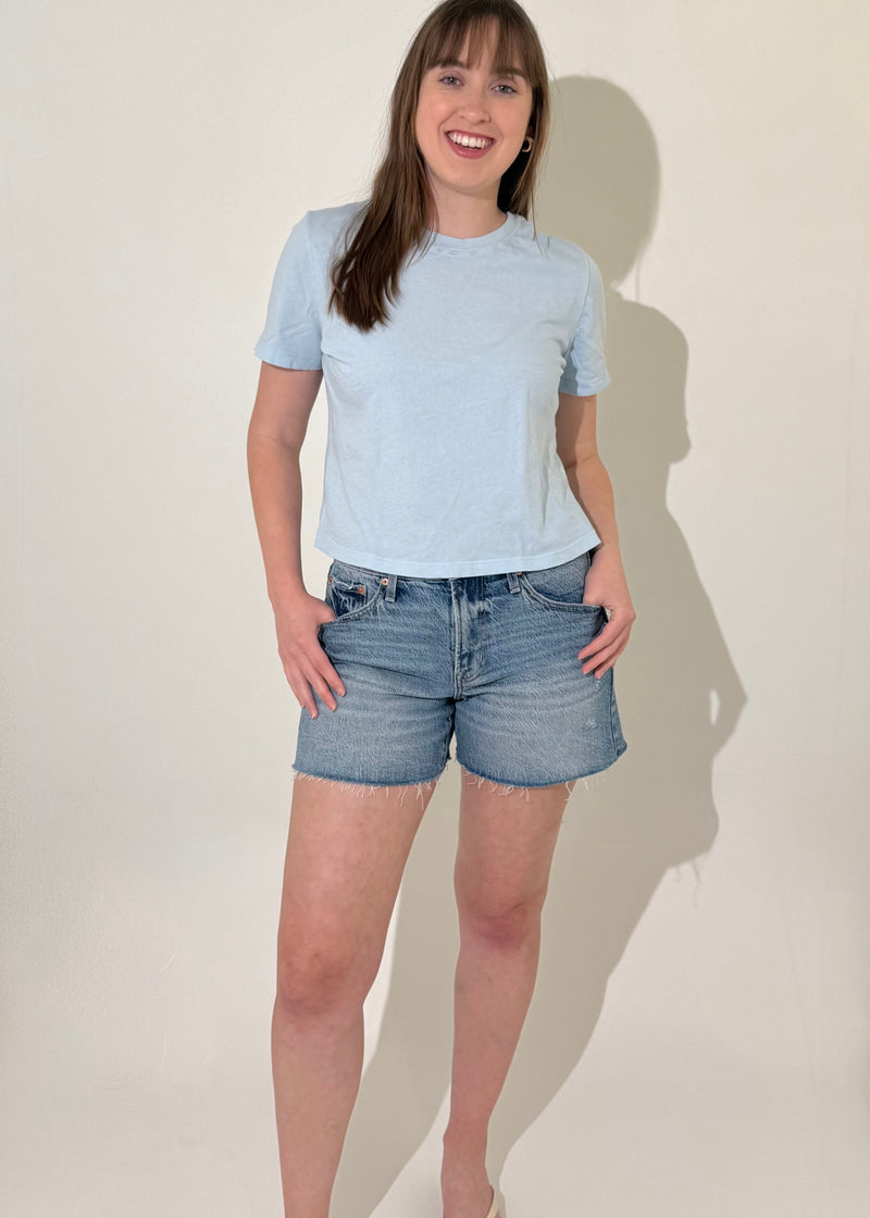 Michael Stars Blake Tee- Fountain-Hand In Pocket