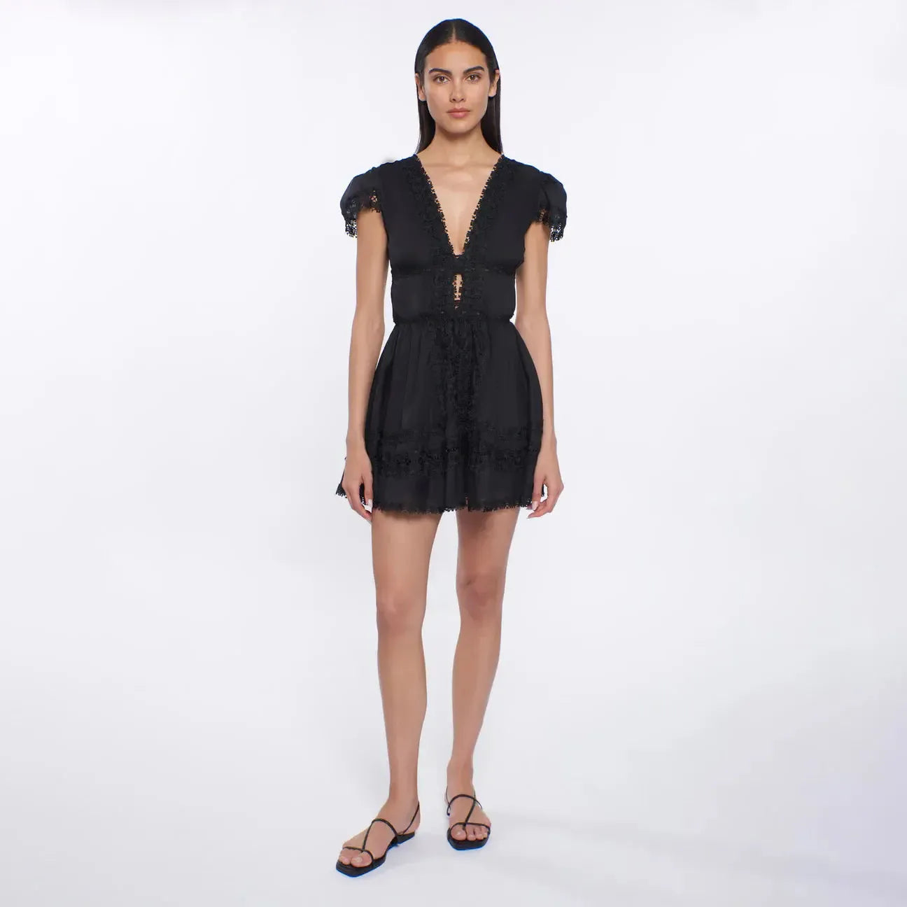 black mini dress with pockets Black Short Sleeve Babydoll Dress - Mini Dresses