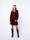 Ciebon Laurie Belted Mini Dress - Brown Wine-Hand In Pocket