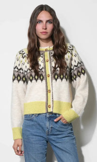 Greylin Quinn Fair Isle Cardigan - Oat/Lemon-Hand In Pocket