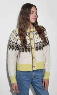 Greylin Quinn Fair Isle Cardigan - Oat/Lemon-Hand In Pocket
