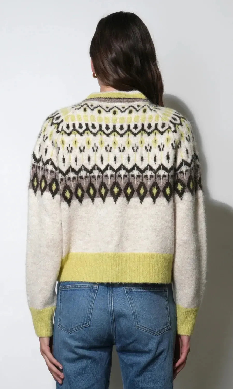 Greylin Quinn Fair Isle Cardigan - Oat/Lemon-Hand In Pocket