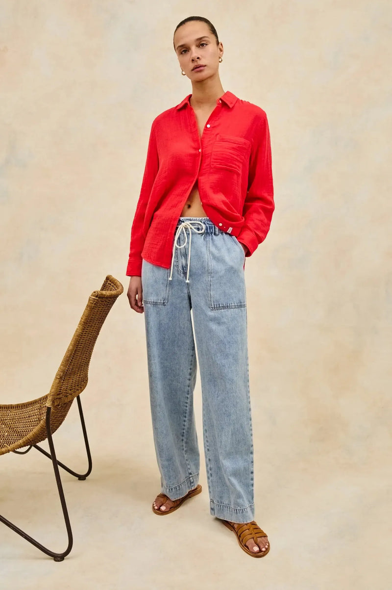 Rails Ellis Top- Cherry-Hand In Pocket