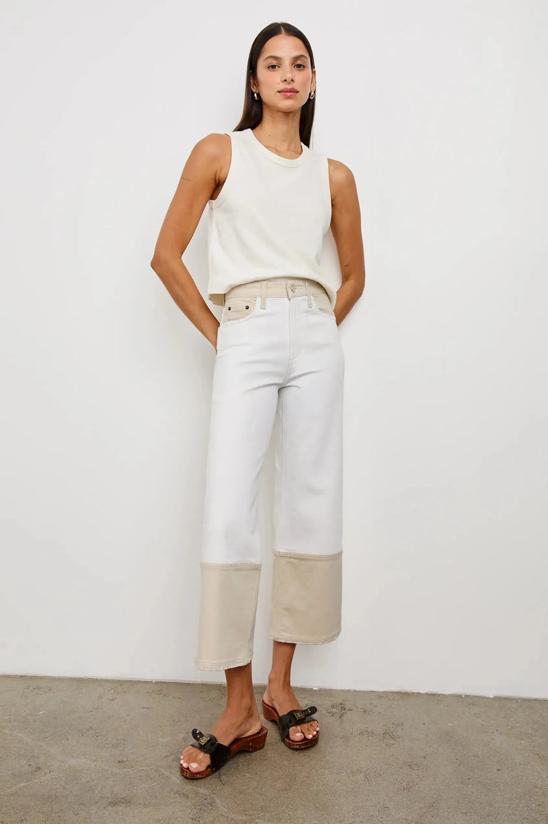 Rails Getty Crop- Crema Embroidered-Hand In Pocket