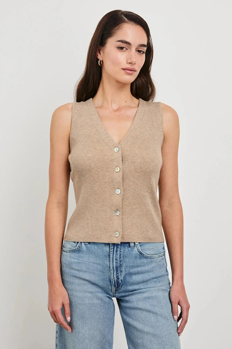 Rails Rosa Top- Oatmeal-Hand In Pocket