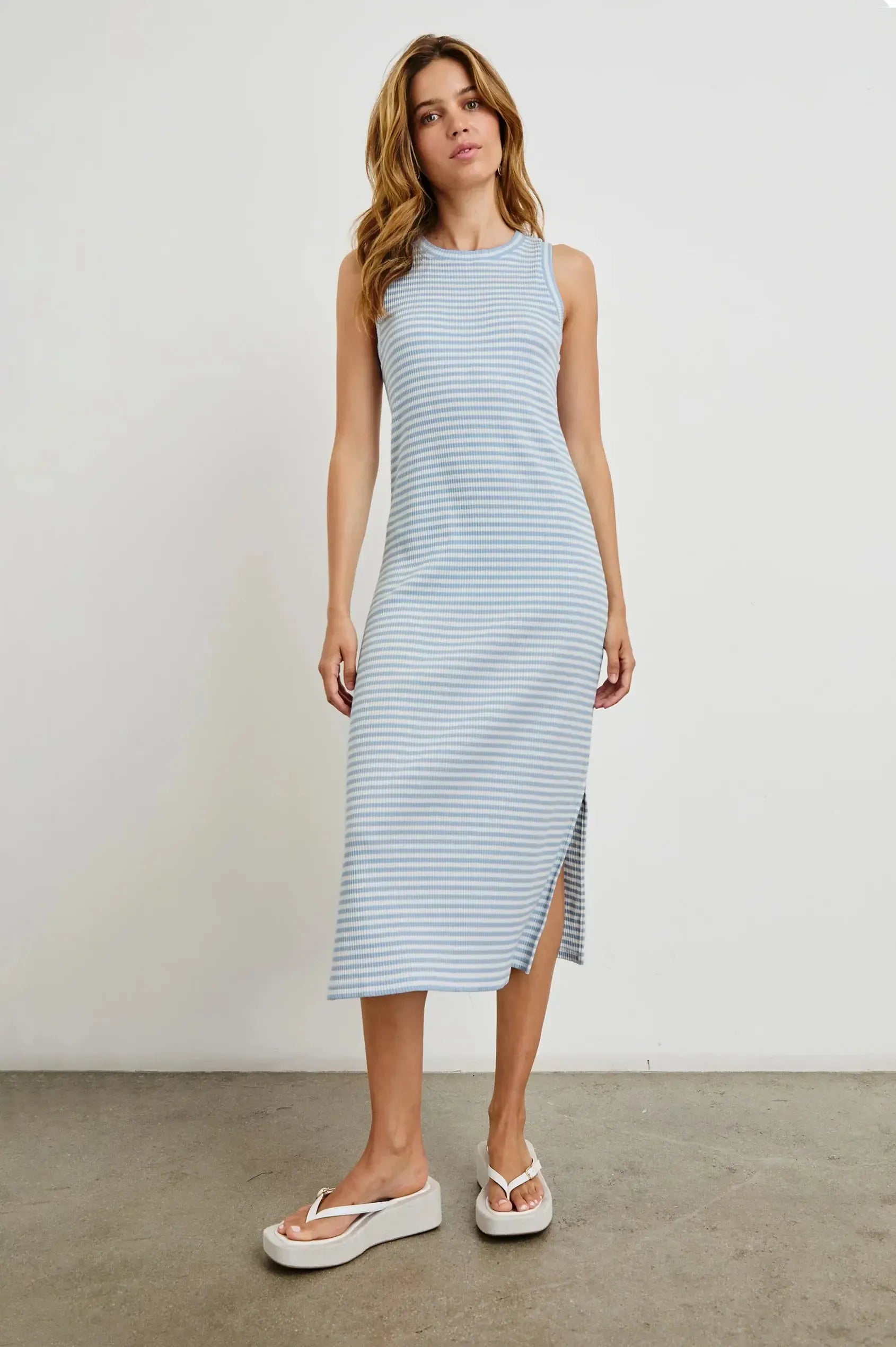 Rails Tank Dress - Chambray Stripe-Hand In Pocket