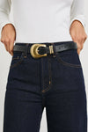 Rails Rodeo Belt- Black/Gold-Hand In Pocket