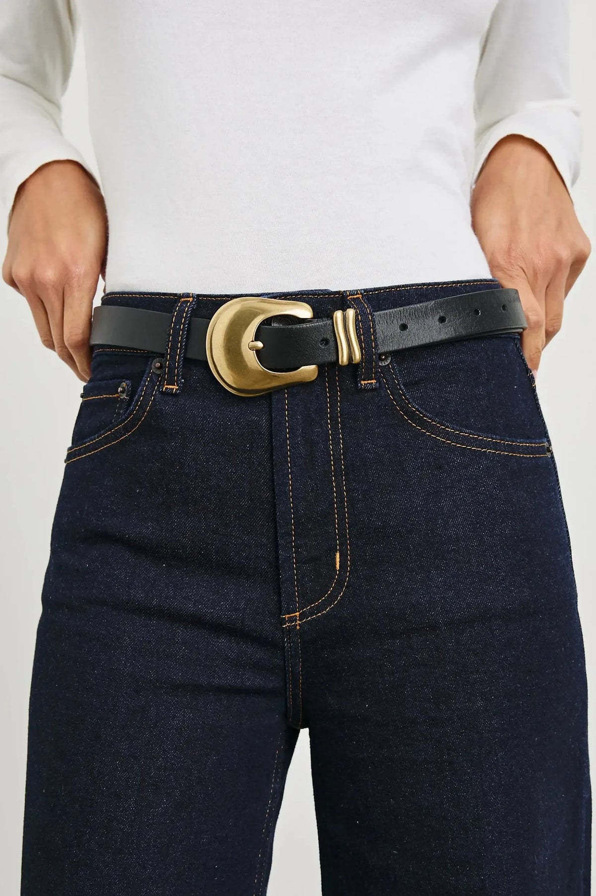 Rails Rodeo Belt- Black/Gold-Hand In Pocket
