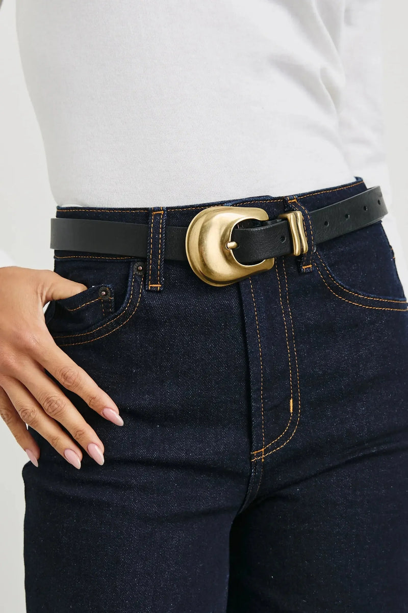 Rails Rodeo Belt- Black/Gold-Hand In Pocket