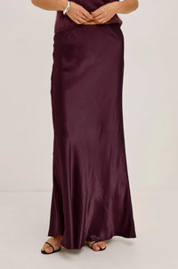 Rails Romina Satin Maxi Skirt - Wine-Hand In Pocket