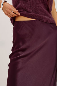 Rails Romina Satin Maxi Skirt - Wine-Hand In Pocket