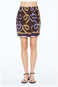 Ciebon Megan Ribbon Mini Skirt - Brown Multi-Hand In Pocket
