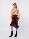Ciebon Gimela Vegan Leather Skirt - Red-Hand In Pocket