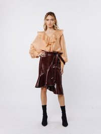 Ciebon Gimela Vegan Leather Skirt - Red-Hand In Pocket