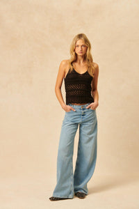 John & Jenn Otis Crochet Tank- Caviar-Hand In Pocket