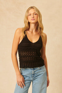 John & Jenn Otis Crochet Tank- Caviar-Hand In Pocket